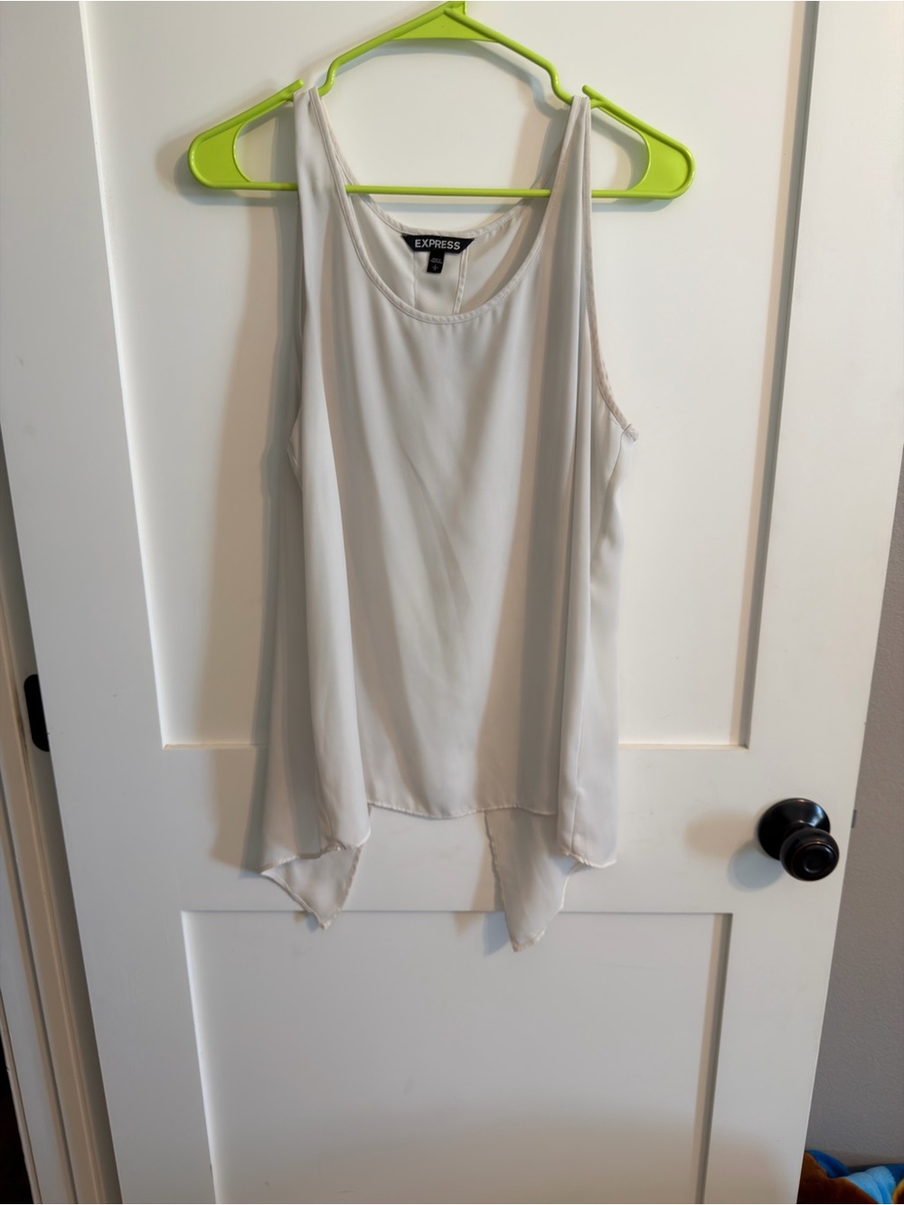 Express Cream Handkerchief-Hem Sleeveless Tank